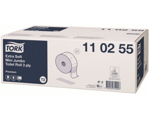 Туалетная бумага Tork Premium 110255 T2 в рулонах Mini Jumbo мягкая, блок: 12 рулонов