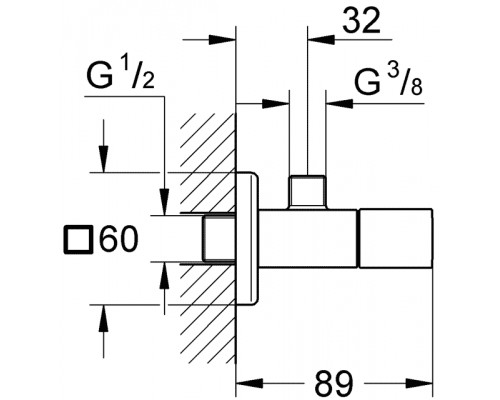 Угловой вентиль Grohe Cube 22012000, 1/2-3/8 для подключения смесителей