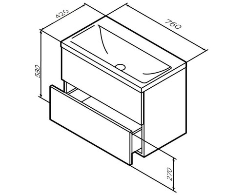 Тумба под раковину Am.Pm Gem M90FHX07522GM, подвесная, 75 см, 2 ящика push-to-open, графит матовый