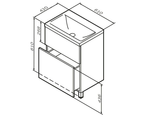 Тумба под раковину Am.Pm Gem M90FSX06022GM32, напольная, 60 см, 2 ящика push-to-open, графит матовый