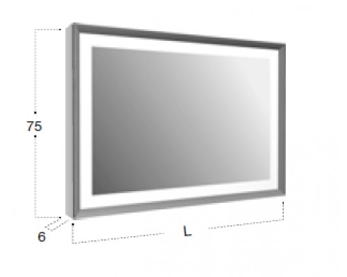 Зеркало Antonio Lupi SFOGLIA75L LED H75*L144, глянцево-белый, светодиодная подсветка