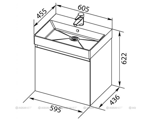 Тумба под раковину Aquanet Нью-Йорк 60 00203945, цвет орех