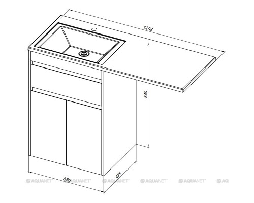 Тумба под раковину Aquanet Токио 58 00237745 (напольная, 1 ящик, 2 дверцы), цвет белый