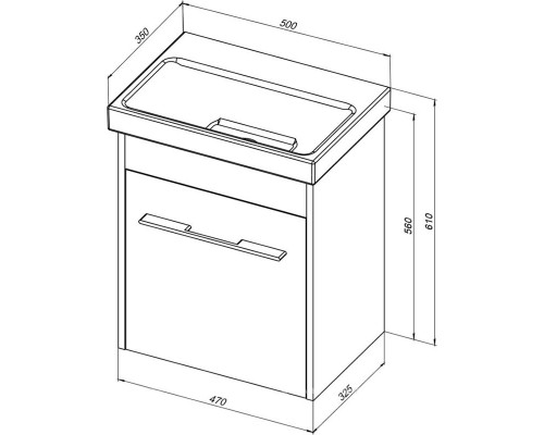 Тумба с раковиной Aquanet Августа 50 (Moduo Slim), белая, 00254069