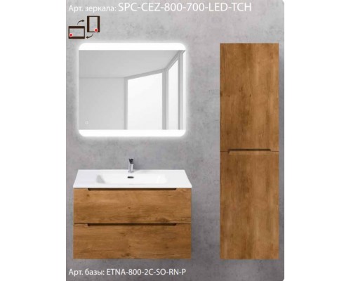 Зеркало BelBagno SPC-CEZ-800-700-LED-TCH 80 x 70 см со встроенным светильником и сенсорным выключателем