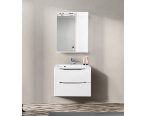 Зеркальный шкаф BelBagno Marino MARINO-SPC-600/750-1A-BL-P-L/R, 60 х 75 см, левый/правый, с LED-подсветкой, Bianco Lucido - белый глянец