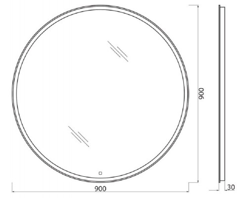 Зеркало BelBagno 90 x 90 см со встроенным светильником и сенсорным выключателем, SPC-RNG-900-LED-TCH