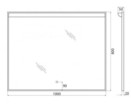 Зеркало BelBagno SPC-UNO 100 см, с подсветкой, белый, SPC-UNO-1000-800-TCH