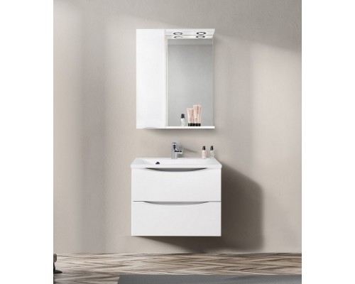 Зеркальный шкаф BelBagno Marino MARINO-SPC-600/750-1A-BL-P-L/R, 60 х 75 см, левый/правый, с LED-подсветкой, Bianco Lucido - белый глянец