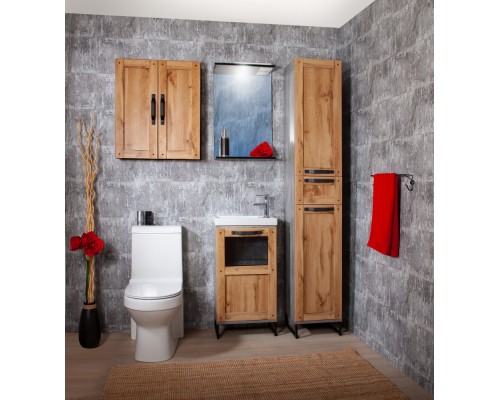 Шкаф-пенал для ванной Бриклаер 35.5х32.2х200 см Лофт универсальный напольный, цвет метрополитен грей