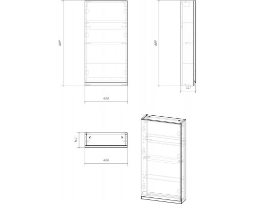 Шкаф Cersanit Moduo 40 см, навесной, белый, SB-SW-MOD40/Wh