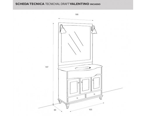 Тумба под раковину Cezares Valentino V105I.03, 100 см, цвет Patinato