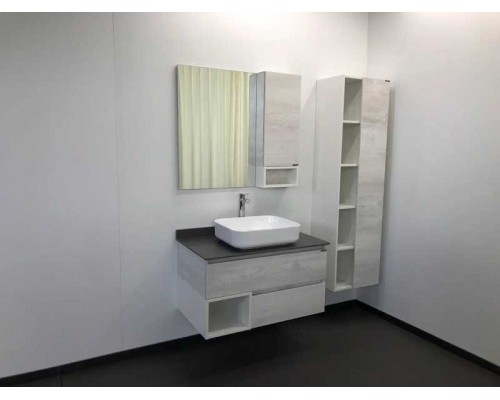 Зеркальный шкаф Comfortу Прага-90 дуб, правый, белый (4136263)