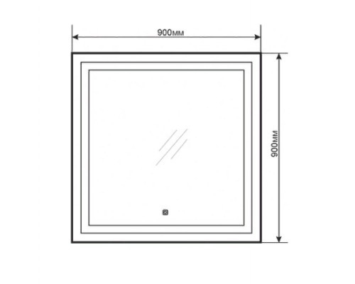Зеркало Comfortу Квадрат 90, светодиодная подсветка, с сенсорным выключателем (4140522)