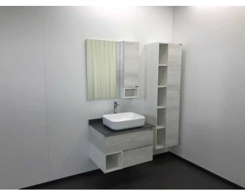 Зеркальный шкаф Comfortу Прага-75, правый, дуб, белый (4144199)