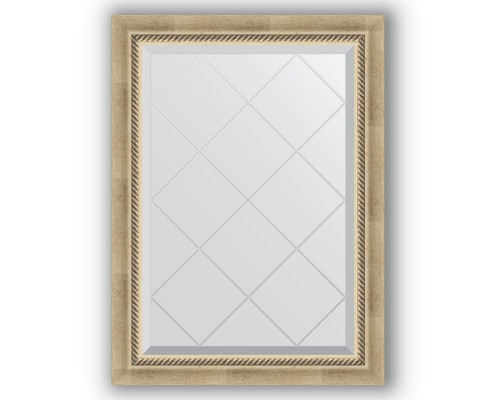 Зеркало с гравировкой в багетной раме Evoform Exclusive-G BY 4089 63 x 86 см, состаренное серебро с плетением