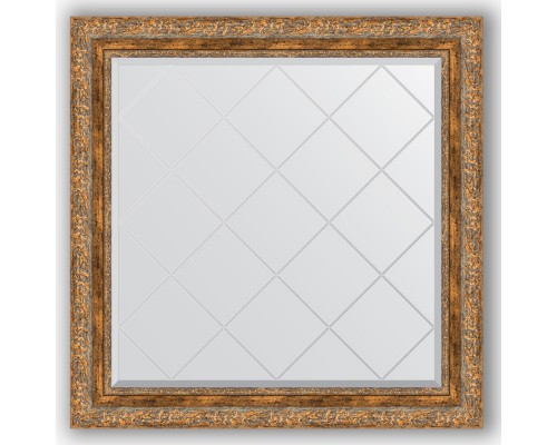 Зеркало с гравировкой в багетной раме Evoform Exclusive-G BY 4316 85 x 85 см, виньетка античная бронза