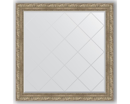 Зеркало с гравировкой в багетной раме Evoform Exclusive-G BY 4444 105 x 105 см, виньетка античное серебро