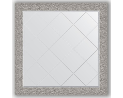 Зеркало с гравировкой в багетной раме Evoform Exclusive-G BY 4453 106 x 106 см, чеканка серебряная