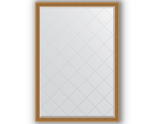 Зеркало с гравировкой в багетной раме Evoform Exclusive-G BY 4475 128 x 183 см, состаренное золото с плетением