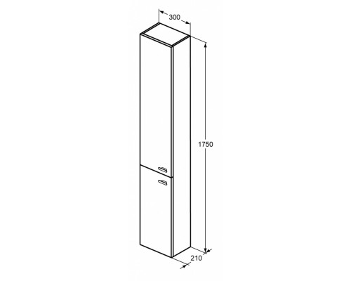 Пенал Ideal Standard Connect Space 30 см, подвесной, серый глянцевый, E0379KR