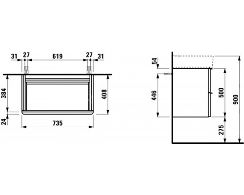 Тумба под раковину Laufen Space 4101821601001, 73,5 x 40,8 см