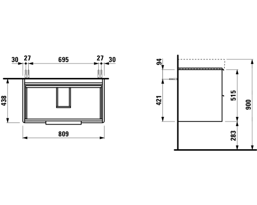 Тумба под раковину Laufen Base 4023921102611, 81 см, 2 ящика