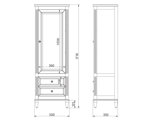 Витрина Migliore Kantri 26750 Antracite Anticato, левая/правая (26750SX/26750DX)