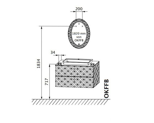 Тумба с раковиной Puris Diamond Line DIA339001(897/897), 120 см, белый диамант