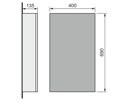 Зеркальный шкаф Raval Kub, Kub.03.40/W, 40 см