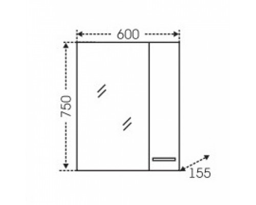 Зеркальный шкаф СаНта Прима 60 101112, универсальный, левый