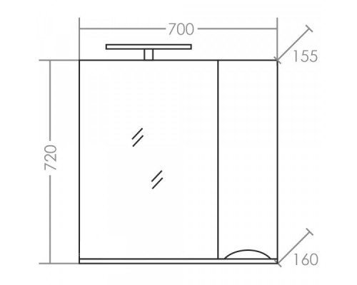 Зеркальный шкаф Санта Сатурн 70 см, 700274, с подсветкой, белый