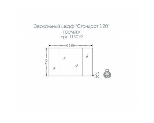 Зеркальный шкаф СаНта Стандарт 120 113019, цвет белый