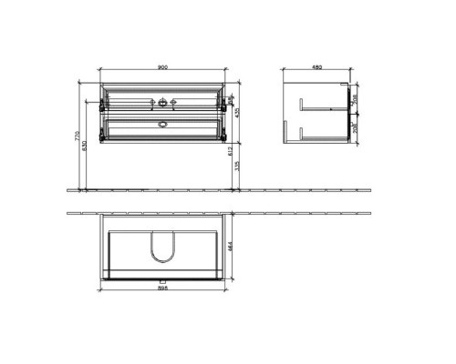 Тумба под раковину Villeroy & Boch La Belle 90 x 48 x 43.5 см, подвесная, белый глянцевый, A58400DJ