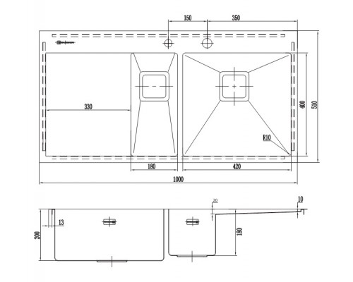 Мойка Omoikiri Akisame 100-2-GM-R, 4973104