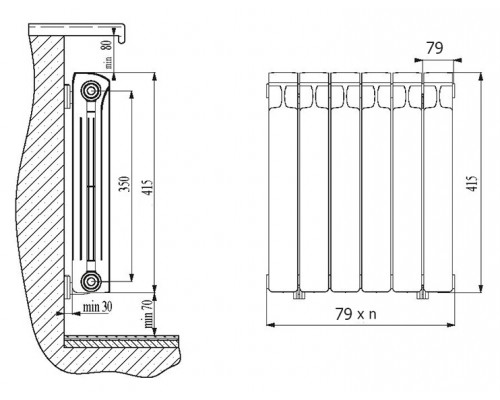 Радиатор биметаллический Rifar Base 350 5 секций, B350-05