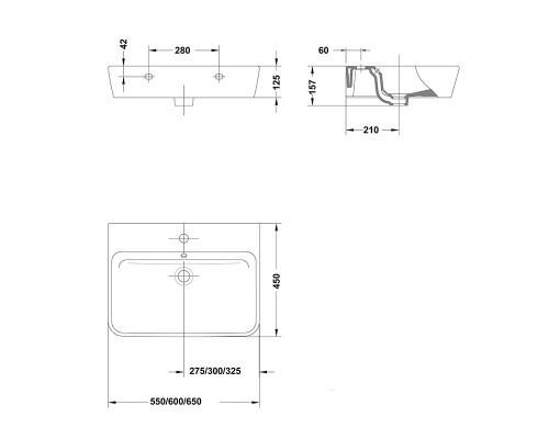 Раковина Gala Emma Square 27000, 55 x 45 см