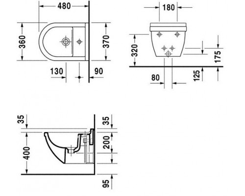 Биде Duravit Starck 3 2281150000, подвесное