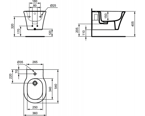 Инсталляция Ideal Standard Prosys с биде Connect Air, D212101, комплект