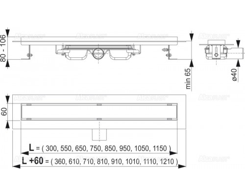 Душевой лоток AlcaPlast APZ106-650 Professional Low