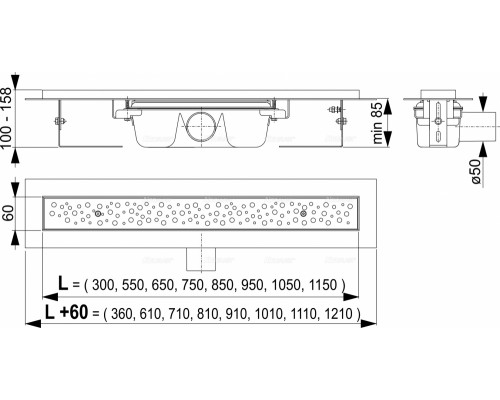 Душевой лоток AlcaPlast APZ11-750 с решеткой Antivandal