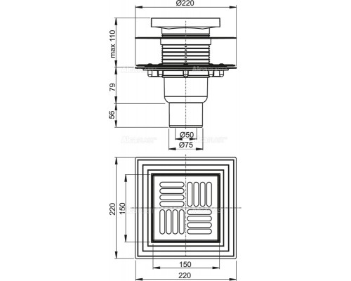 Душевой трап AlcaPlast APV4444 с прямой подводкой