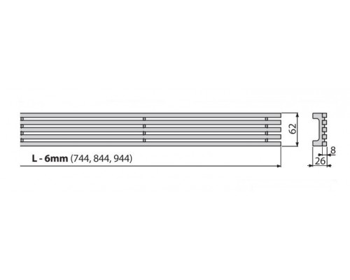 Решетка водосточная AlcaPlast Stream-750M, нержавеющая сталь матовая
