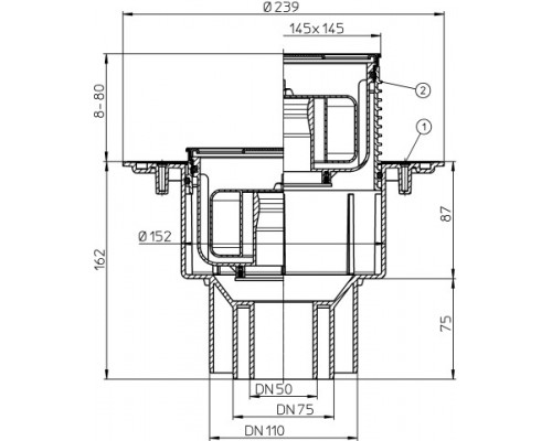 Трап Hutterer&Lechner HL3100Pr DN 50/75/110 с сифоном «Primus»