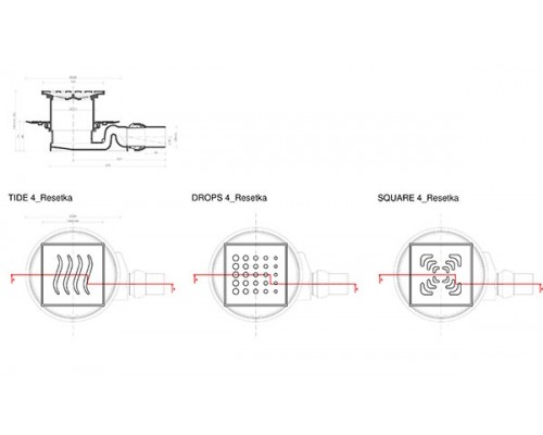 Трап водосток Pestan Confluo Standard Drops 4 150*150 нержавеющая сталь без рамки 13000012