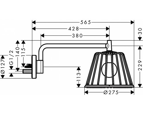 Верхний душ Axor LampShower/Nendo 26031000, 27,5x27,5 см, 1 режим струи, с держателем