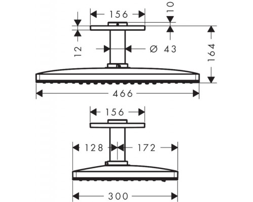 Верхний душ Axor ShowerSolutions 35279000, 46 х 27 см, 2 режима струи, с вертикальным держателем