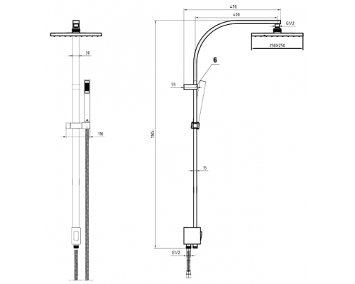 Душевая система E.C.A Tiera 102158012EX, хром