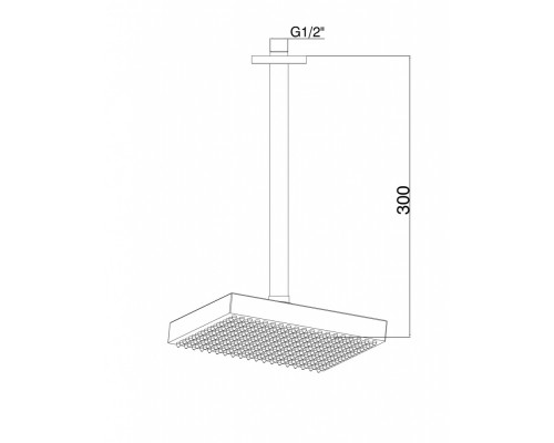 Верхний душ GPD ADS10 20 x 20 см, 1 режим струи, с держателем, потолочный, квадратный, хром