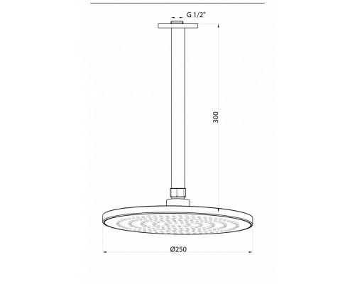 Верхний душ GPD ADS16 D 25 см, 1 режим струи, с держателем,  потолочный, круглый, хром